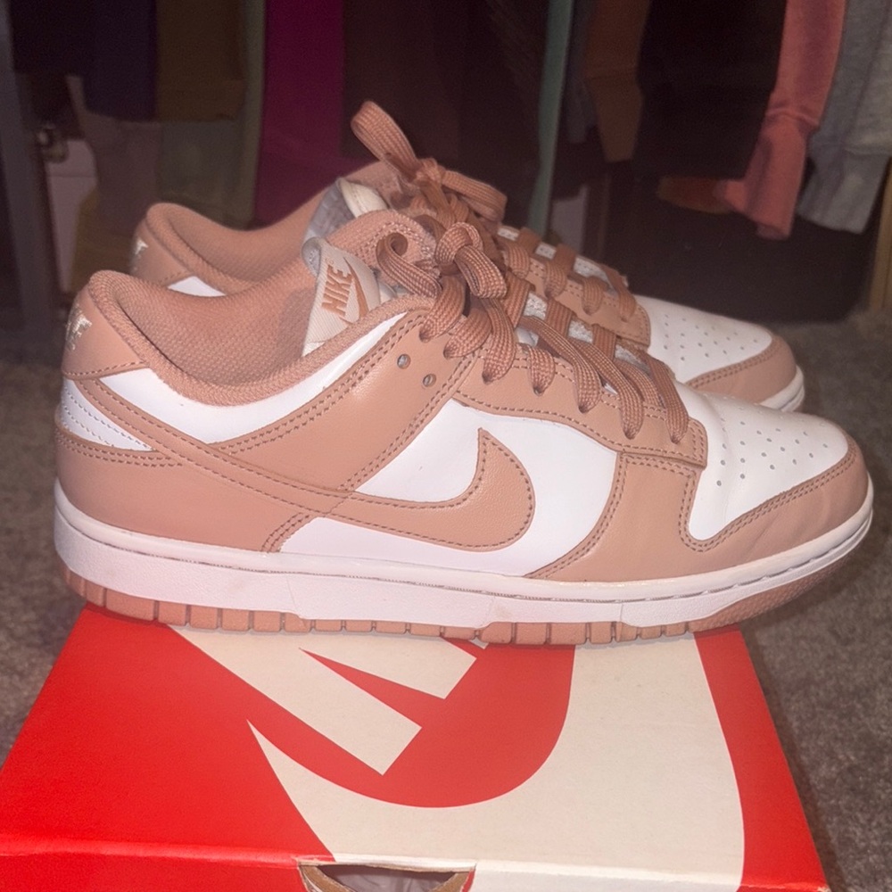 Nike Tan and White Womens Dunks 8.5